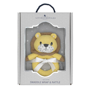 Living Textiles Jersey Swaddle & Rattle Gift Set - Stars / Lion